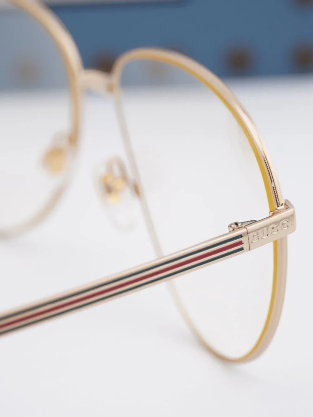 Gucci GG0138S 003 Women Aviator Sunglasses - Gold / Transparent